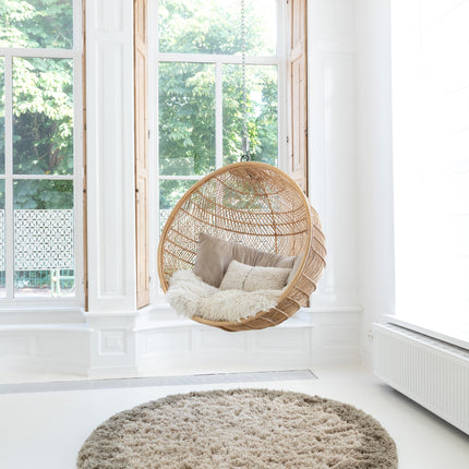 Organisch Hoogpolig Vloerkleed Pilo Beige Polyester Interieur05 - Vloerkledenloods