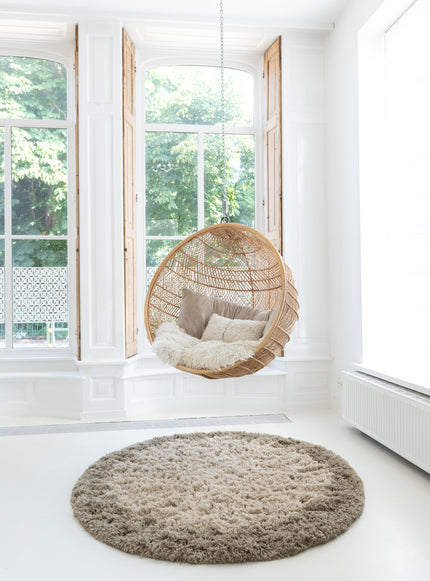 Organisch Hoogpolig Vloerkleed Pilo Beige Polyester Interieur05 - Vloerkledenloods