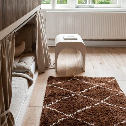 berber vloerkleed hoogpolig roest/cream - scandinavisch - nea - Vloerkledenloods