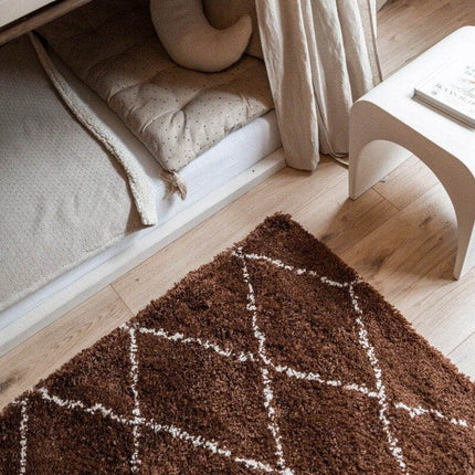 berber vloerkleed hoogpolig roest/cream - scandinavisch - nea - Vloerkledenloods