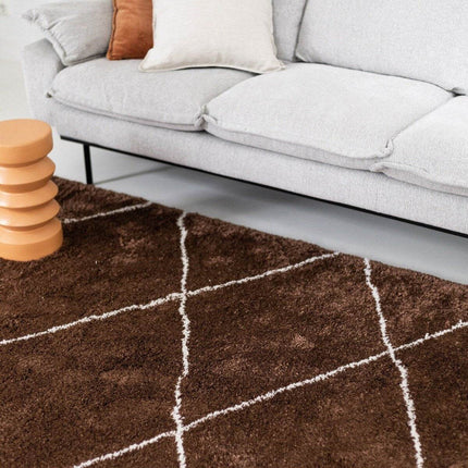 berber vloerkleed hoogpolig roest/cream - scandinavisch - nea - Vloerkledenloods