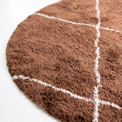 Berber vloerkleed rond hoogpolig Roest/Cream - scandinavisch - nea - Vloerkledenloods