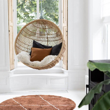 Berber vloerkleed rond hoogpolig Roest/Cream - scandinavisch - nea - Vloerkledenloods
