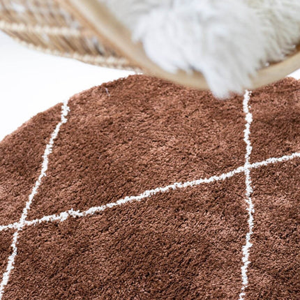 Berber vloerkleed rond hoogpolig Roest/Cream - scandinavisch - nea - Vloerkledenloods