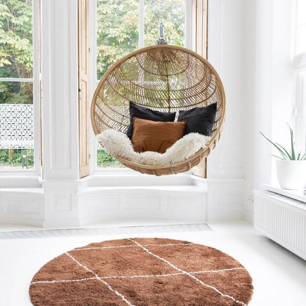 Berber vloerkleed rond hoogpolig Roest/Cream - scandinavisch - nea - Vloerkledenloods