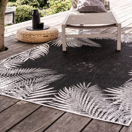 Buiten vloerkleed Leaf - Zwart - dubbelzijdig - EVA Interior - Vloerkledenloods