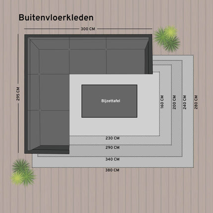 Buiten vloerkleed Sage - Zwart - dubbelzijdig - EVA Interior - Vloerkledenloods