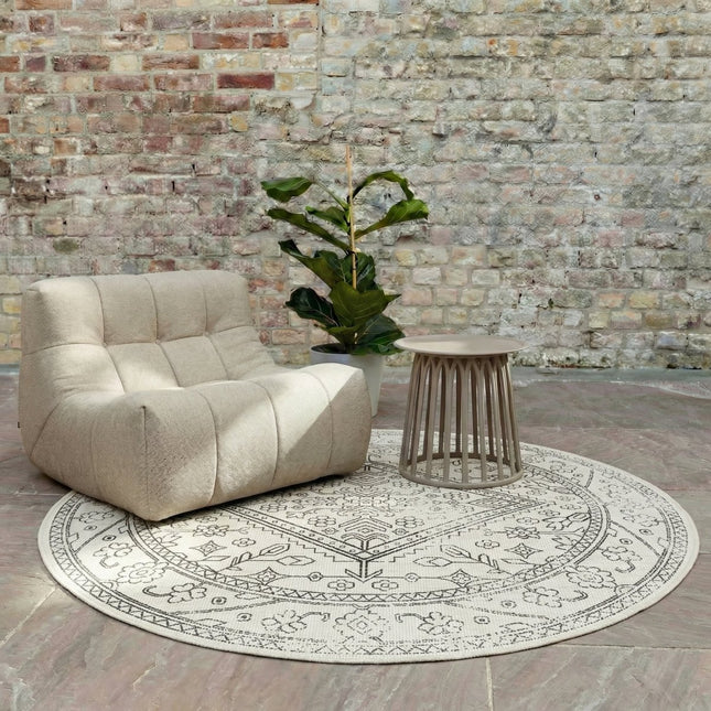 Buitenkleden - Rond buitenkleed Nova zwart/wit - Interieur05 - Vloerkledenloods