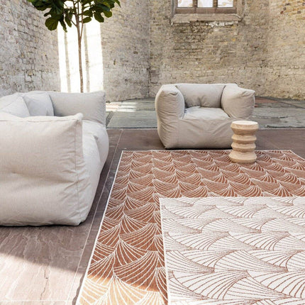 Buitenkleed Deco roest/wit dubbelzijdig - Vloerkledenloods