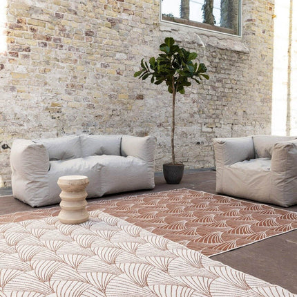 Buitenkleed Deco roest/wit dubbelzijdig - Vloerkledenloods