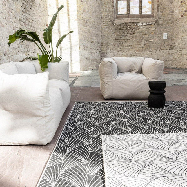 Buitenkleed Deco zwart/wit dubbelzijdig - Vloerkledenloods