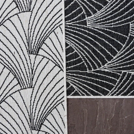 Buitenkleed Deco zwart/wit dubbelzijdig - Vloerkledenloods