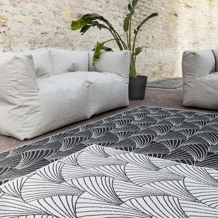 Buitenkleed Deco zwart/wit dubbelzijdig - Vloerkledenloods