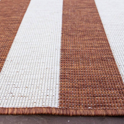 Buitenkleed Stripes roest/wit dubbelzijdig - Vloerkledenloods