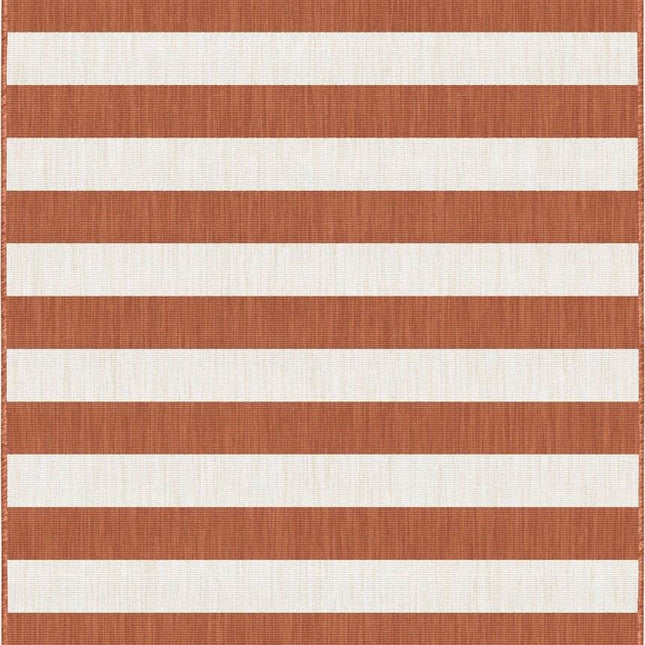 Buitenkleed Stripes roest/wit dubbelzijdig - Vloerkledenloods