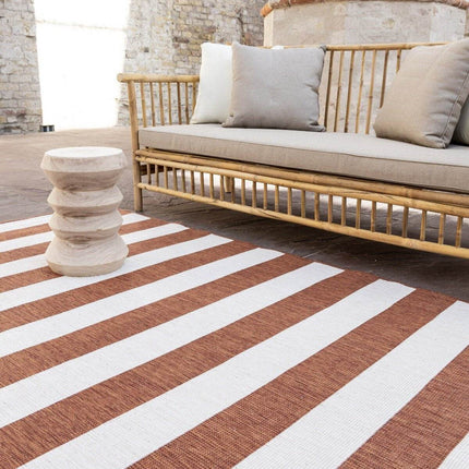 Buitenkleed Stripes roest/wit dubbelzijdig - Vloerkledenloods