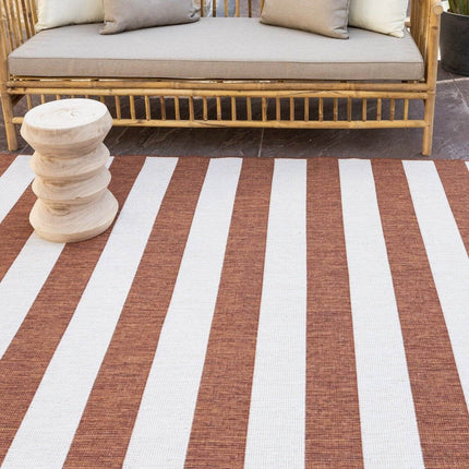 Buitenkleed Stripes roest/wit dubbelzijdig - Vloerkledenloods