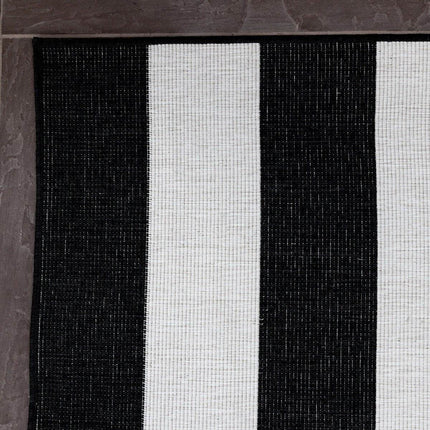 Buitenkleed Stripes zwart/wit dubbelzijdig - Vloerkledenloods