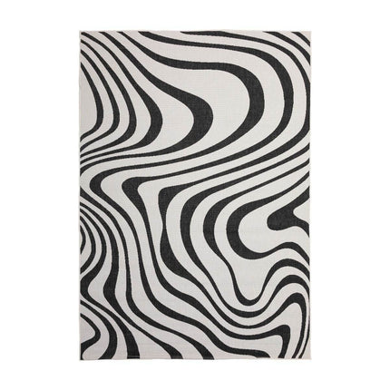 Buitenkleed Swirl Rechthoek - Zwart - Dubbelzijdig - Vloerkledenloods