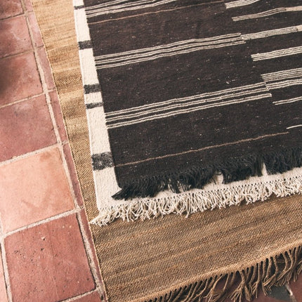 HKliving gestreept wollen Kelim 150x240cm - Vloerkledenloods