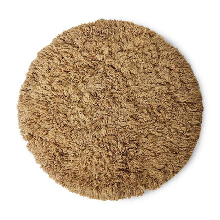 HKliving hoogpolig rond vloerkleed caramel 200cm - Vloerkledenloods