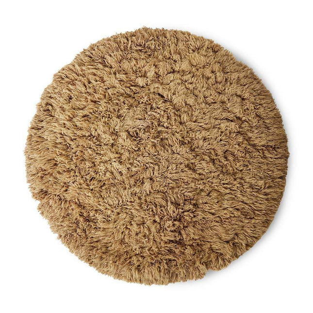 HKliving hoogpolig rond vloerkleed caramel 200cm - Vloerkledenloods
