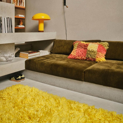 HKliving hoogpolig vloerkleed geel 150x240cm - Vloerkledenloods