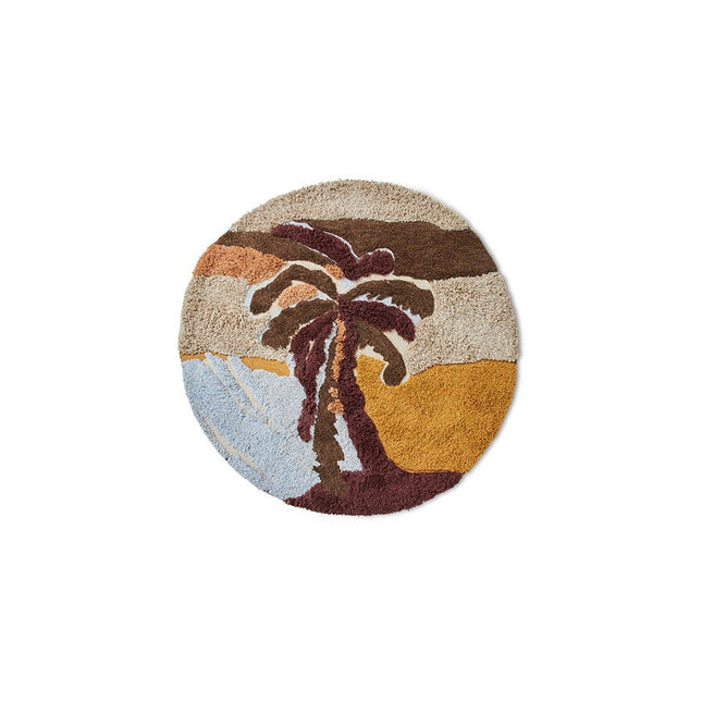 HKliving rond getuft vloerkleed Palm Beach 150cm - Vloerkledenloods