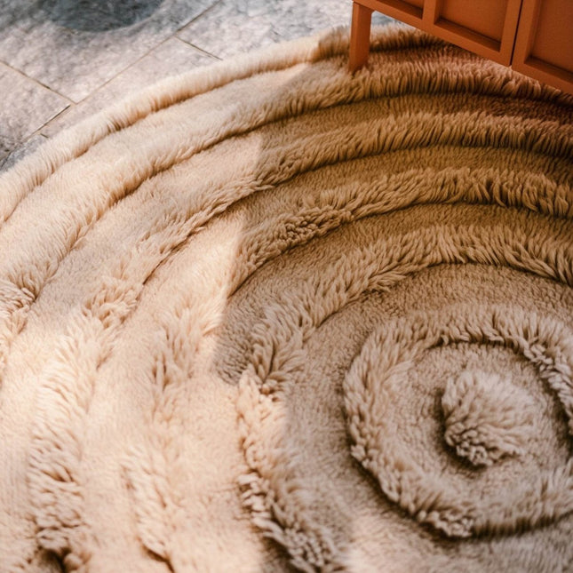 HKliving rond wollen vloerkleed creme 150cm - Vloerkledenloods