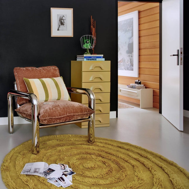 HKliving rond wollen vloerkleed seaweed 150cm - Vloerkledenloods