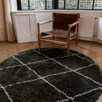Hoogpolig Vloerkleed Berber Kris Kros Groen/wit - Vloerkledenloods