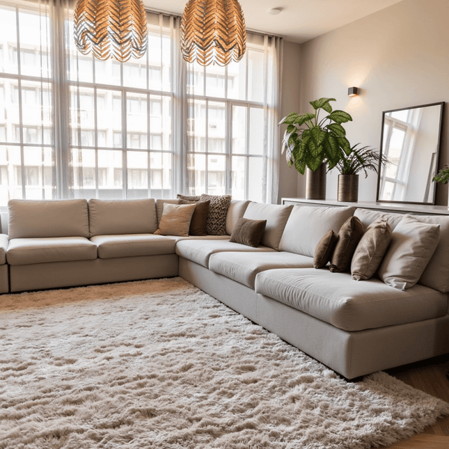 Hoogpolig vloerkleed Fender beige - Vloerkledenloods