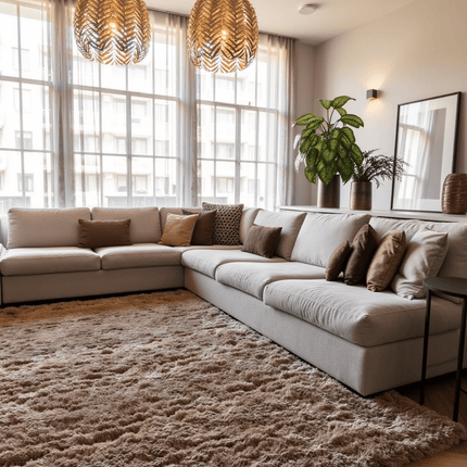 Hoogpolig vloerkleed Fender taupe - Vloerkledenloods