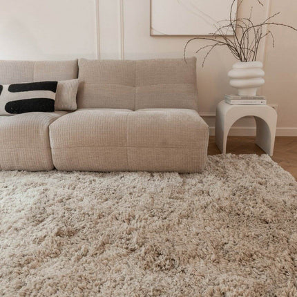Hoogpolig Vloerkleed Pilo Beige Polyester Interieur05 - Vloerkledenloods