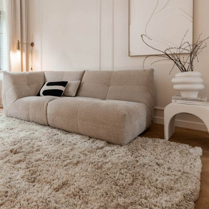 Hoogpolig Vloerkleed Pilo Beige Polyester Interieur05 - Vloerkledenloods