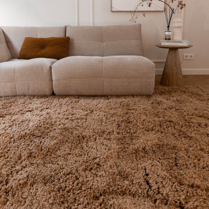 Hoogpolig Vloerkleed Pilo Bruin Polyester Interieur05 - Vloerkledenloods