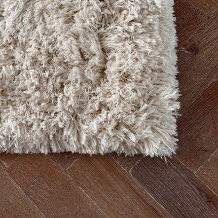 Hoogpolig Vloerkleed Pilo Ivoor Wit Polyester Interieur05 - Vloerkledenloods