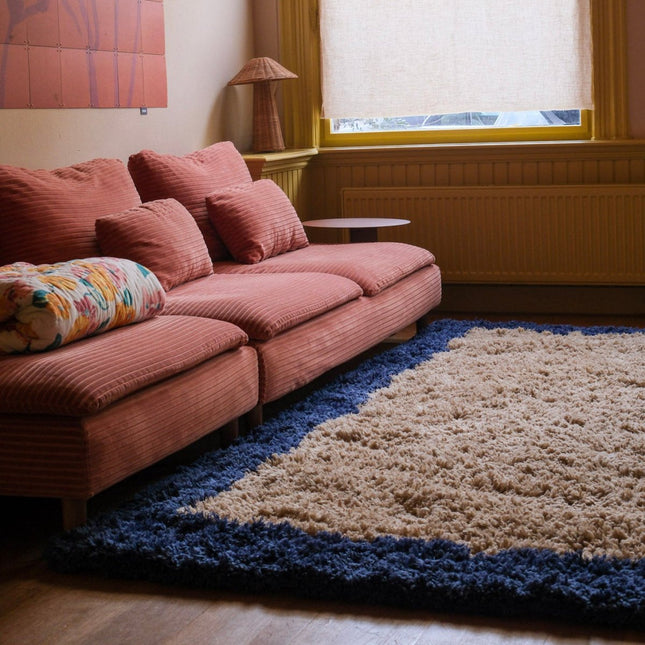 Hoogpolige Vloerkleden - Hoogpolig vloerkleed Pilo beige/blauw polyester Interieur05 - Vloerkledenloods