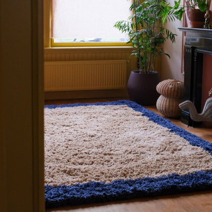 Hoogpolige Vloerkleden - Hoogpolig vloerkleed Pilo beige/blauw polyester Interieur05 - Vloerkledenloods