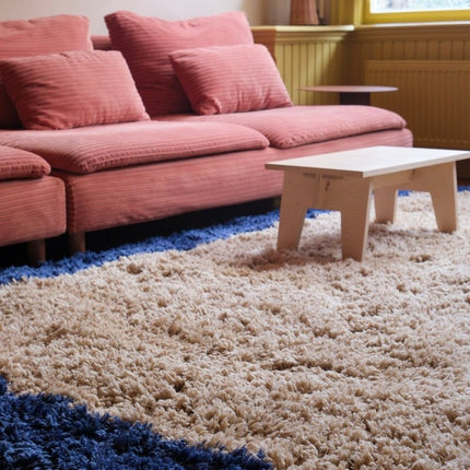 Hoogpolige Vloerkleden - Hoogpolig vloerkleed Pilo beige/blauw polyester Interieur05 - Vloerkledenloods