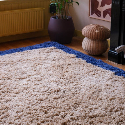Hoogpolige Vloerkleden - Hoogpolig vloerkleed Pilo beige/blauw polyester Interieur05 - Vloerkledenloods