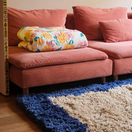 Hoogpolige Vloerkleden - Hoogpolig vloerkleed Pilo beige/blauw polyester Interieur05 - Vloerkledenloods