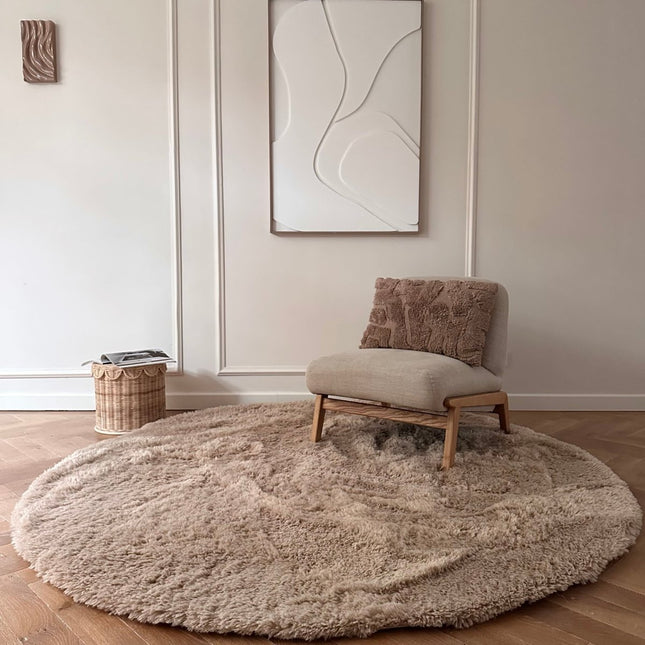 Hoogpolige Vloerkleden - Rond hoogpolig vloerkleed Furr bruin - Interieur05 - Vloerkledenloods