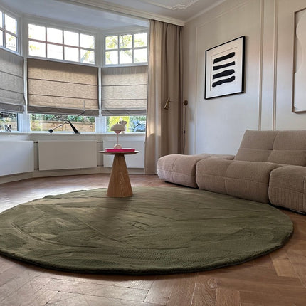 Hoogpolige Vloerkleden - Rond zacht hoogpolig Vloerkleed Lux groen - Vloerkledenloods