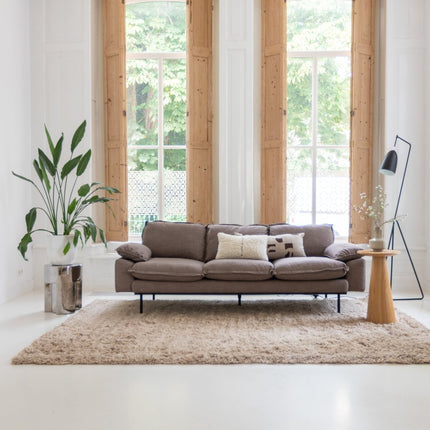 Hoogpolige Vloerkleden - Wollen vloerkleed hoogpolig Raw Wool Lichtbruin Interieur05 - Vloerkledenloods