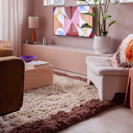 Hoogpolig vloerkleed Pilo beige/bruin polyester Interieur05