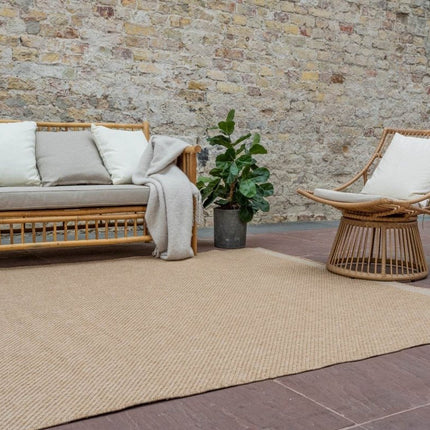 Jute buitenkleed Naturel Border - Vloerkledenloods