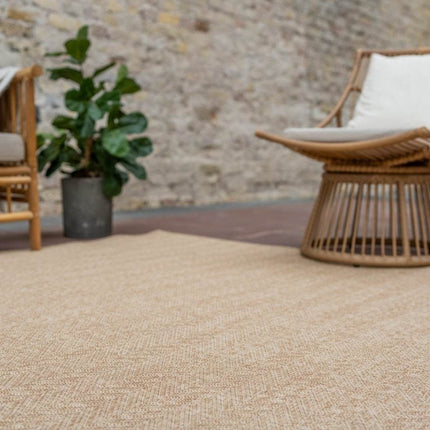 Jute buitenkleed Naturel Visgraat - Vloerkledenloods