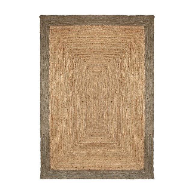 Jute Vloerkleed Rechthoek Naturel/Groen - Vloerkledenloods