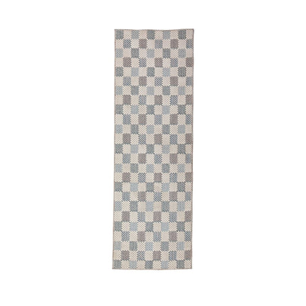 Katoenen lopers - Flair Rugs katoenen loper Muted Checkerboard Blauw - Vloerkledenloods